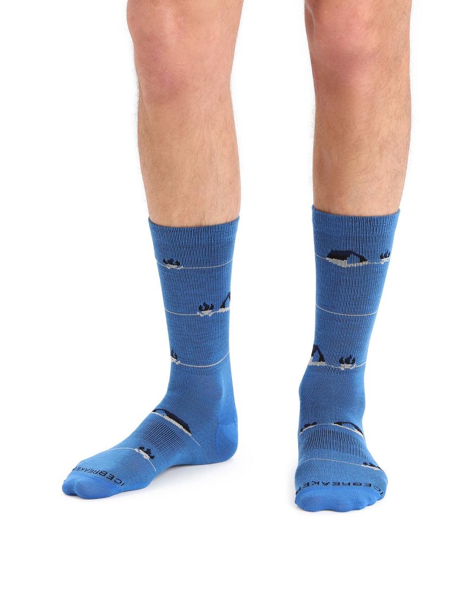 Lazurite / Ether Men's Icebreaker Merino Lifestyle Ultralight Crew Backcountry Camp Socks | USA 1009XYUF